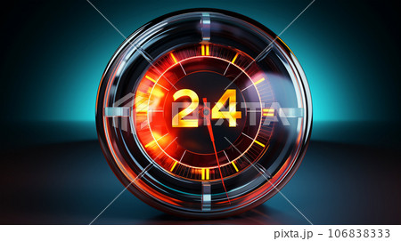 Large button with 2024, new year celebration, greeting card, happy new year Large button with 2024, new year celebration, greeting card, happy new year 106838333