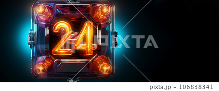 Large button with 2024, new year celebration, greeting card, happy new year Large button with 2024, new year celebration, greeting card, happy new year 106838341