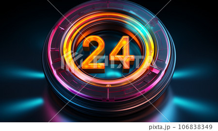 Large button with 2024, new year celebration, greeting card, happy new year Large button with 2024, new year celebration, greeting card, happy new year 106838349