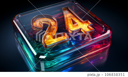 Large button with 2024, new year celebration, greeting card, happy new year Large button with 2024, new year celebration, greeting card, happy new year 106838351