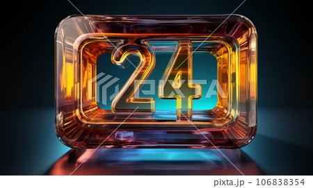 Large button with 2024, new year celebration, greeting card, happy new year Large button with 2024, new year celebration, greeting card, happy new year 106838354