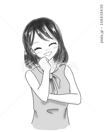 笑顔の少女漫画風の女性のイラスト素材 [106838430] - PIXTA, 画像サイズ:357x450