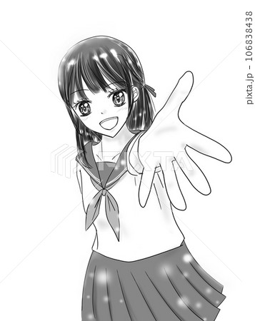 手を差し伸べる少女漫画風の女性のイラスト素材 [106838438] - PIXTA