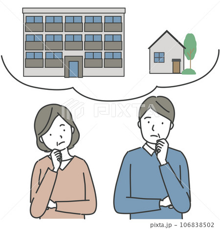 老後の住まいについて考える夫婦 106838502