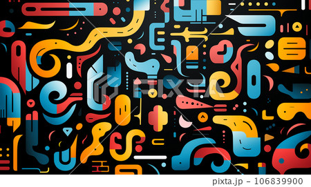 Abstract illustration, colored waves and fancy images, wallpaper, poster, art, postcard 106839900