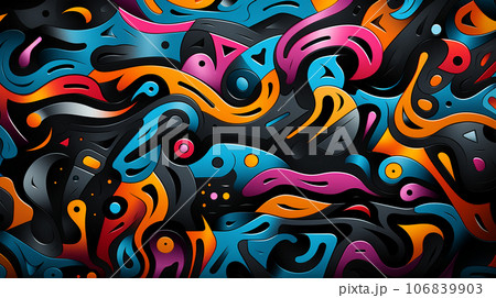 Abstract illustration, colored waves and fancy images, wallpaper, poster, art, postcard Abstract illustration, colored waves and fancy images, wallpaper, poster, art, postcard 106839903