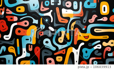 Abstract illustration, colored waves and fancy images, wallpaper, poster, art, postcard 106839913
