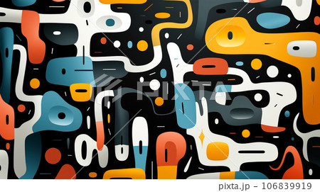 Abstract illustration, colored waves and fancy images, wallpaper, poster, art, postcard 106839919