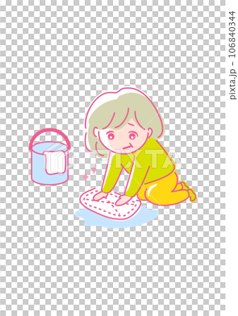 イラスト素材: 大掃除アイコン_年末_高齢者 106840344