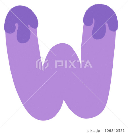 Letter W hand drawn crayons texture 106840521