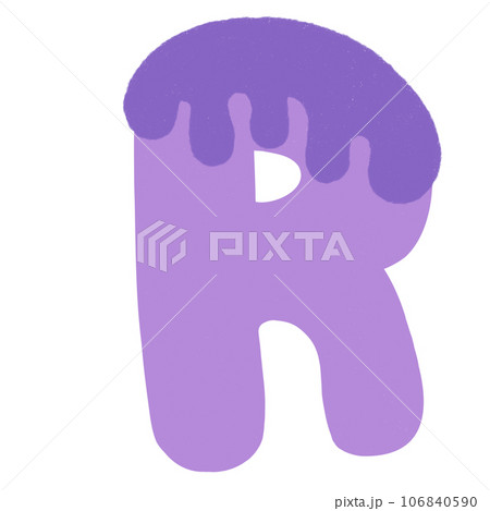 Letter R hand drawn crayons texture 106840590