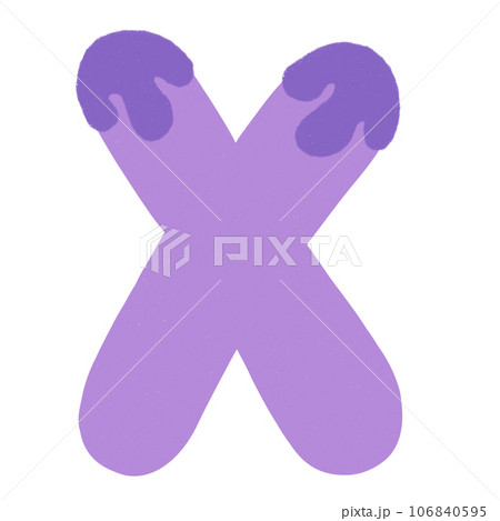 Letter X hand drawn crayons texture 106840595