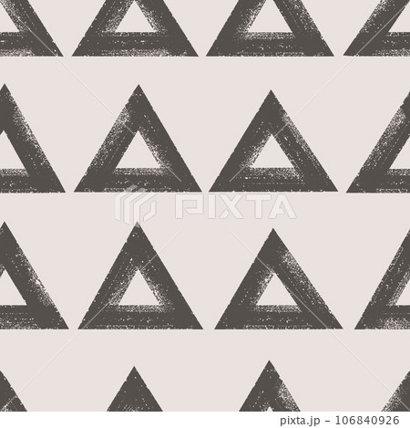 Bold brush drawn textured triangles pattern. Seamless abstract geometric background. Trendy modern contemporary design. 106840926