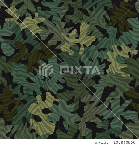 Camouflage pattern background. Classic clothing style masking camo repeat print 106840950