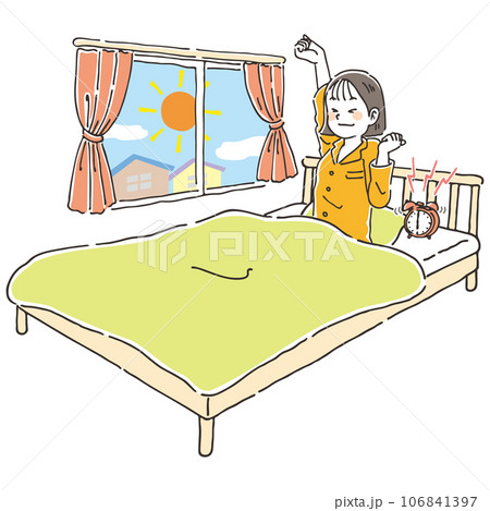 朝すっきり目覚める若い女性　ベット 106841397