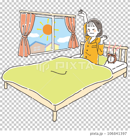 朝すっきり目覚める若い女性　ベット 106841397
