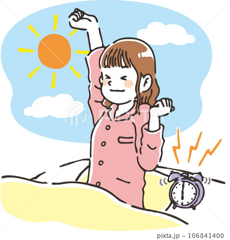 朝すっきり目覚める女性　ふとん　バストアップ 106841400