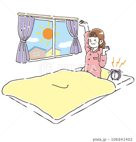 朝すっきり目覚める若い女性　布団 106841402