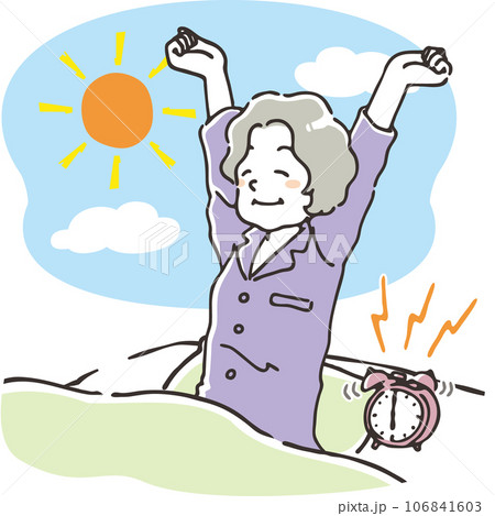 朝すっきり目覚めるシニア女性 布団 朝すっきり目覚めるシニア女性 布団 106841603