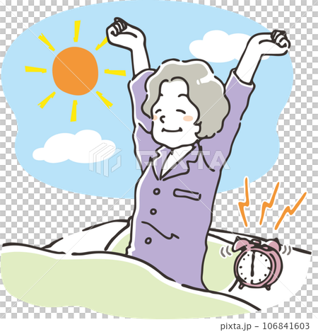 朝すっきり目覚めるシニア女性 布団 朝すっきり目覚めるシニア女性 布団 106841603