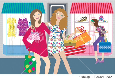 ショッピングを楽しむファッショナブルな女性たち 106841782