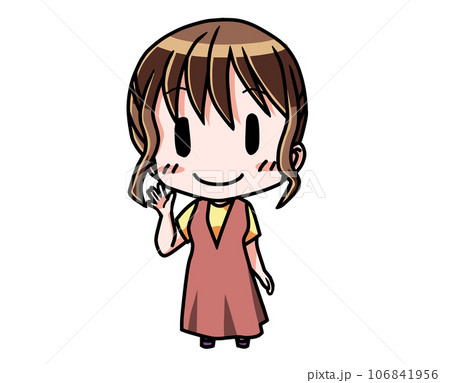右手を上げている若い女性 右手を上げている若い女性 106841956