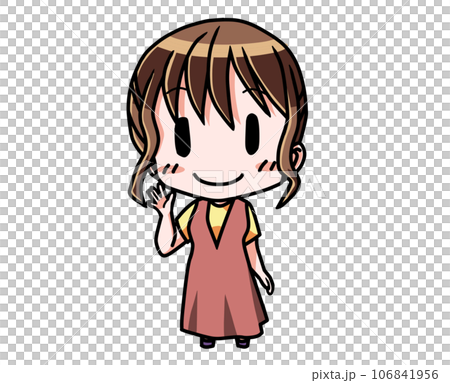 右手を上げている若い女性 右手を上げている若い女性 106841956