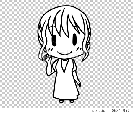 一位年輕女子舉起右手(畫線) 一位年輕女子舉起右手(畫線) 106841957