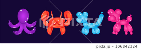 Balloon Twisting Art with Animal Figures Vector Set Balloon Twisting Art with Animal Figures Vector Set 106842324