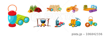 Camping and Outing Object and Equipment Vector Set 106842336