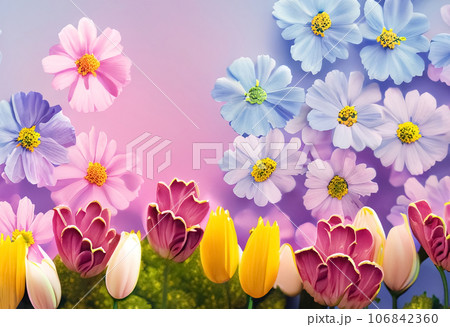 Spring background with colorful flowers....のイラスト素材 [106842360] - PIXTA