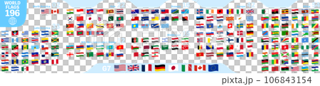 Fluttering world flag icons (by region), 196 countries set 106843154