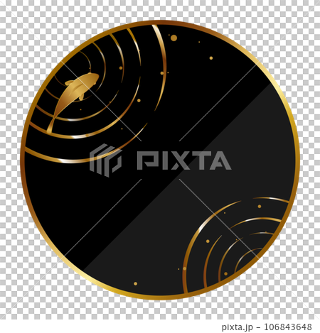 豪華金魚和波紋框架黑色和金色 豪華金魚和波紋框架黑色和金色 106843648