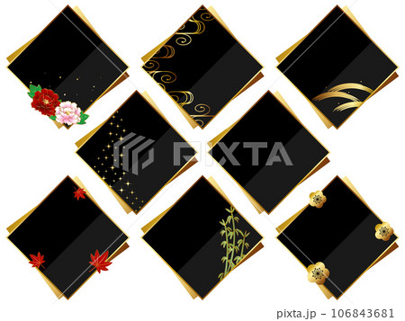 高級感のある菱形フレーム8種セット　ブラック＆ゴールド 106843681