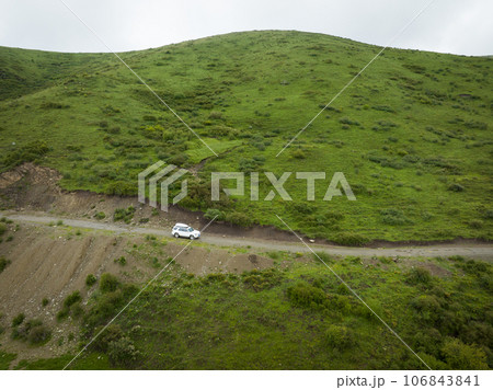 Car road trip on the high altitude mountain trail, China Car road trip on the high altitude mountain trail, China 106843841