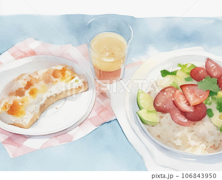 ヘルシーなランチや朝食の水彩イラスト Generative AI ヘルシーなランチや朝食の水彩イラスト Generative AI 106843950