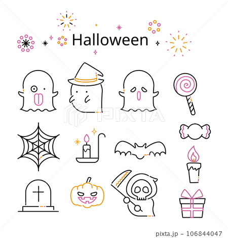 ハロウィン　アイコン　黒基調　3色 106844047