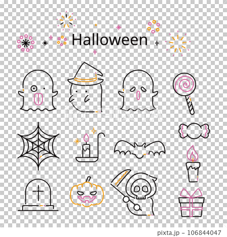 ハロウィン　アイコン　黒基調　3色 106844047