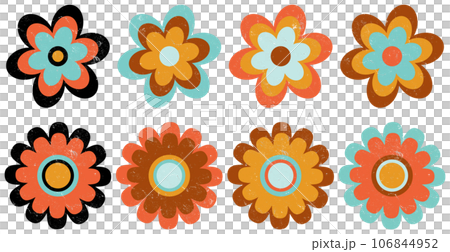 8 Retro Distressed Flowers - Vintage Grunge Floral Elements 8 Retro Distressed Flowers - Vintage Grunge Floral Elements 106844952