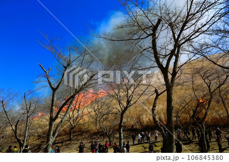 大室山の山焼きの光景 大室山の山焼きの光景 106845380