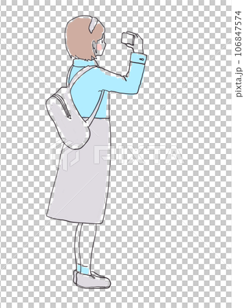 スマホで写真を撮る女の子のイラスト スマホで写真を撮る女の子のイラスト 106847574