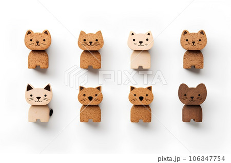 コルクでできた可愛いい動物たちのアイコン（3Dピクト） 106847754