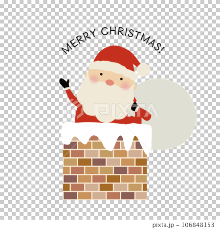 煙突から顔をのぞかせるサンタクロース サンタ クリスマス