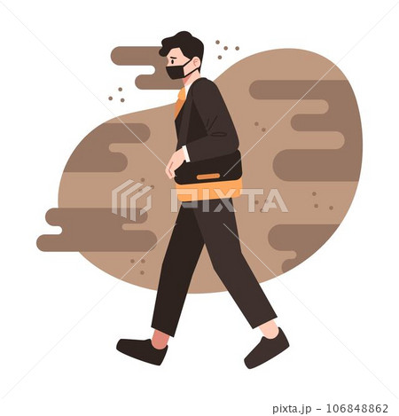 Businessman Walking Through Dust Pollution Vector Illustration 106848862
