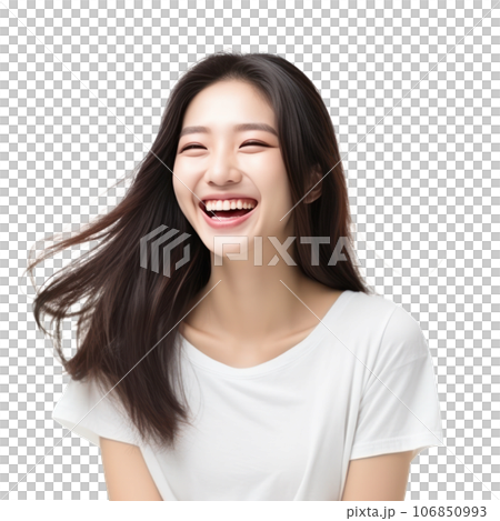 Happy asian woman isolated 106850993
