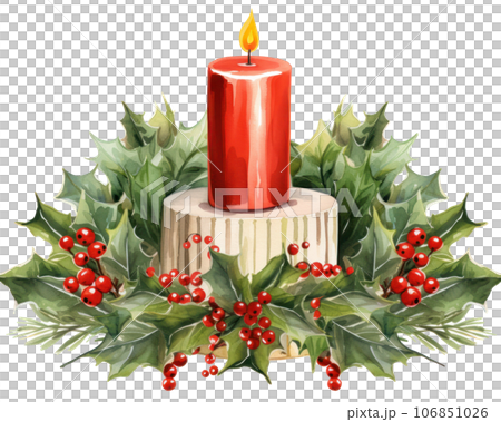 Christmas watercolor design element with candles 106851026