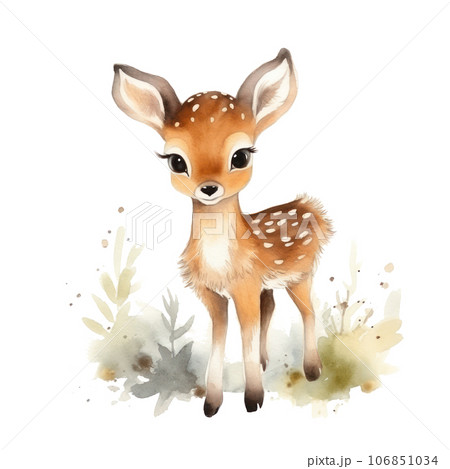 Cute little baby deer, sketch for coloring and... - Stock Illustration  [96108357] - PIXTA