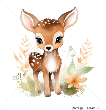 Cute watercolor deer isolated 106851268