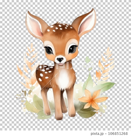 Cute watercolor deer isolated Cute watercolor deer isolated 106851268