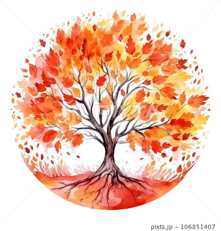 Watercolor autumn tree isolated Watercolor autumn tree isolated 106851407